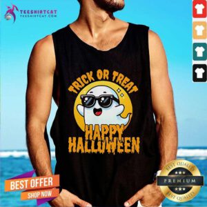 Top Trick Or Treat Halloween Spooky Ghost And Moon Tank-top
