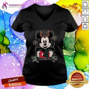 Funny Disney Mickey Mouse Yuletide Fun V-neck