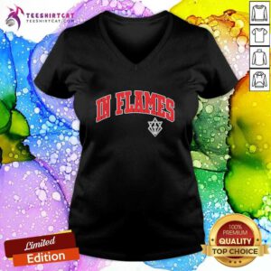 Funny In Flames Collegiate Logo V-neck