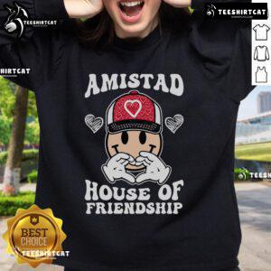 Alt Text: Happy Amistad House of Friendship sweatshirt showcasing school spirit in vibrant colors and friendly design.