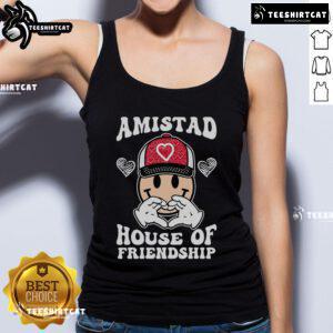 Happy Amistad House of Friendship tank top showcasing vibrant school spirit design in a friendly, colorful style.