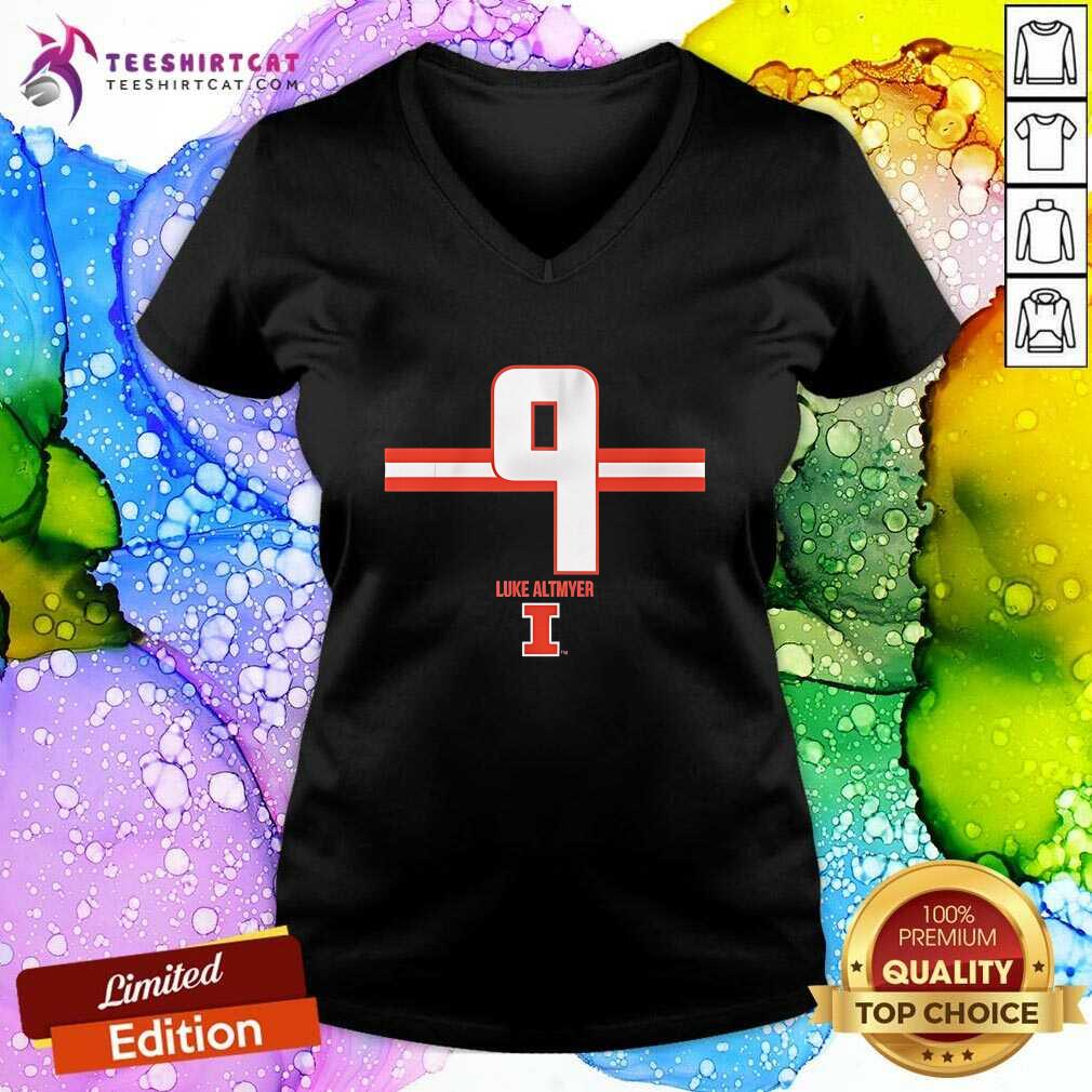 Hot Illinois Football Luke Altmyer Number Stripe V-neck