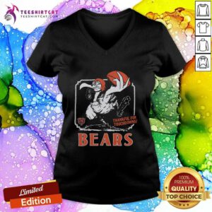 Nice Chicago Bears Thankful For Touchdowns V-neck