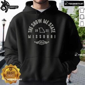 Vintage hoodie featuring 'Nice Missouri - The Show-Me State' design, perfect for showcasing Missouri pride and style.