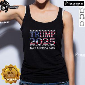 Alt Text: Stylish tank top featuring 'Take America Back' Pro-Trump 2024 design, perfect for supporters of Trump 2025.