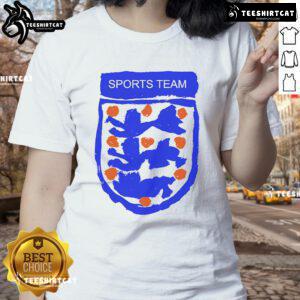 England ladies sports team wearing Nice Sports Team t-shirts, showcasing team spirit and unity in vibrant colors.