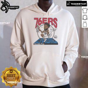 Official 76ers Joel Embiid Signature Hoodie featuring team colors and logo, perfect for fans and stylish sportswear.