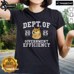 Official Doge DOGE Department of Government Efficiency Trump 2025 Ladies Tee in vibrant colors and stylish design.