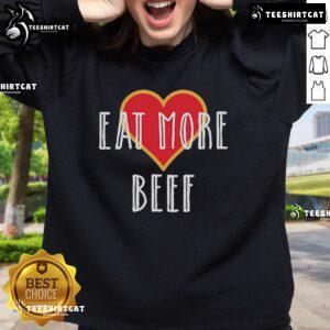 Dr. Shawn Baker wearing an 'Eat More Beef' sweatshirt, promoting a carnivore diet and healthy lifestyle.