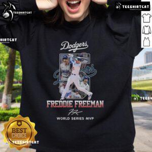 Official Freddie Freeman Los Angeles Dodgers World Series MVP signature sweatshirt showcasing team pride and style.