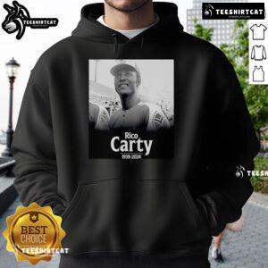 Official Rico Carty player hoodie for Atlanta Braves baseball, celebrating 1939-2024, featuring team logo and vibrant design.