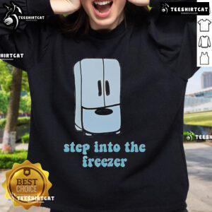 Official Tweezer Freezer Step In To The Freezer sweatshirt design showcasing vibrant graphics and cozy fit.