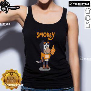 Orange Blooded Tennessee Hound cartoon tank top design featuring a playful hound graphic and vibrant orange colors.