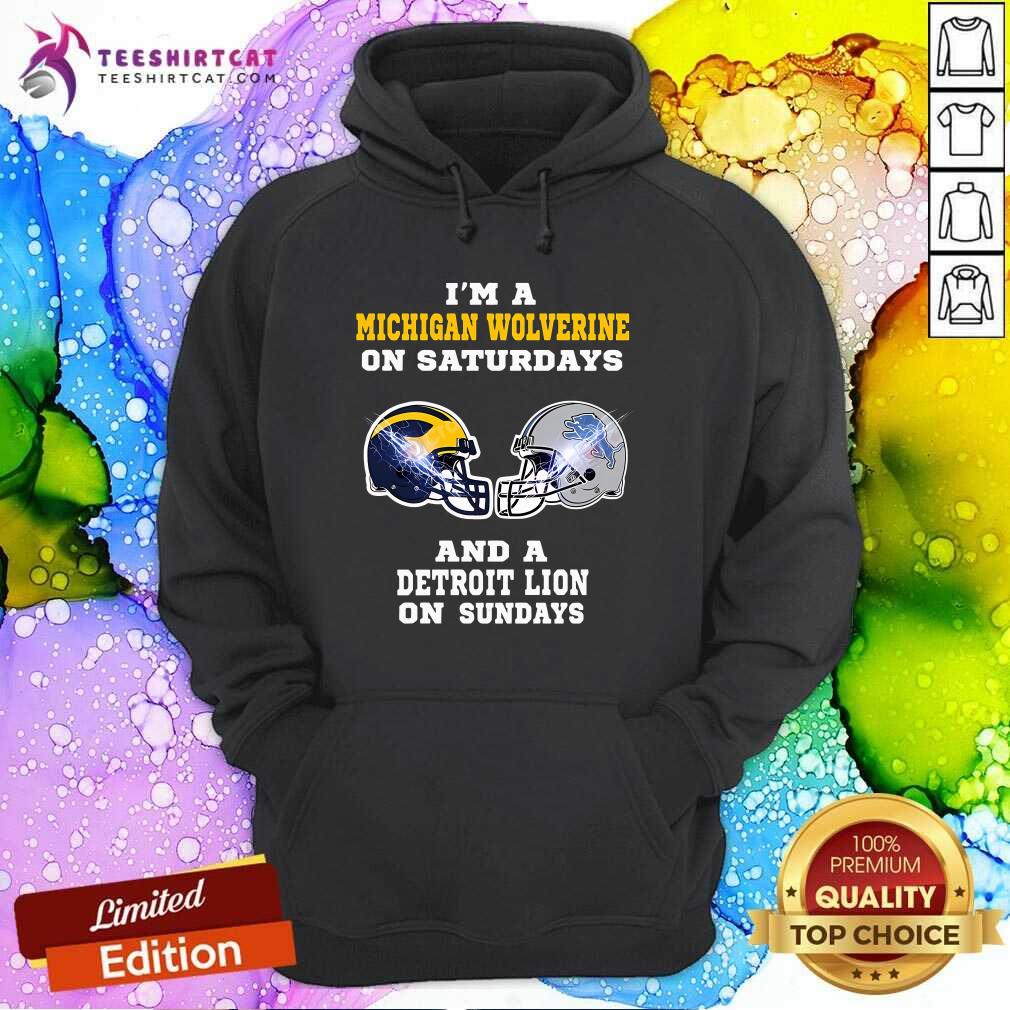 Top I'm A Michigan Wolverines On Saturdays And A Detroit Lions Hoodie