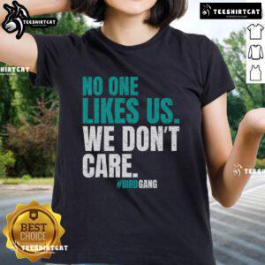 Vintage No One Likes Us, We Don't Care tee featuring a Philly Bird Gang design, perfect for funny ladies' apparel.