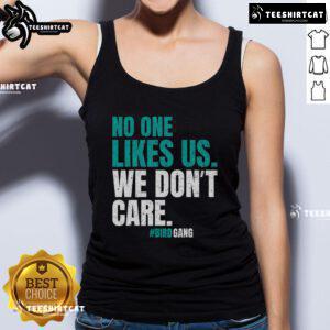 Funny vintage tank top featuring 'No One Likes Us We Don't Care' with Philly Bird Gang logo, perfect for sports fans.