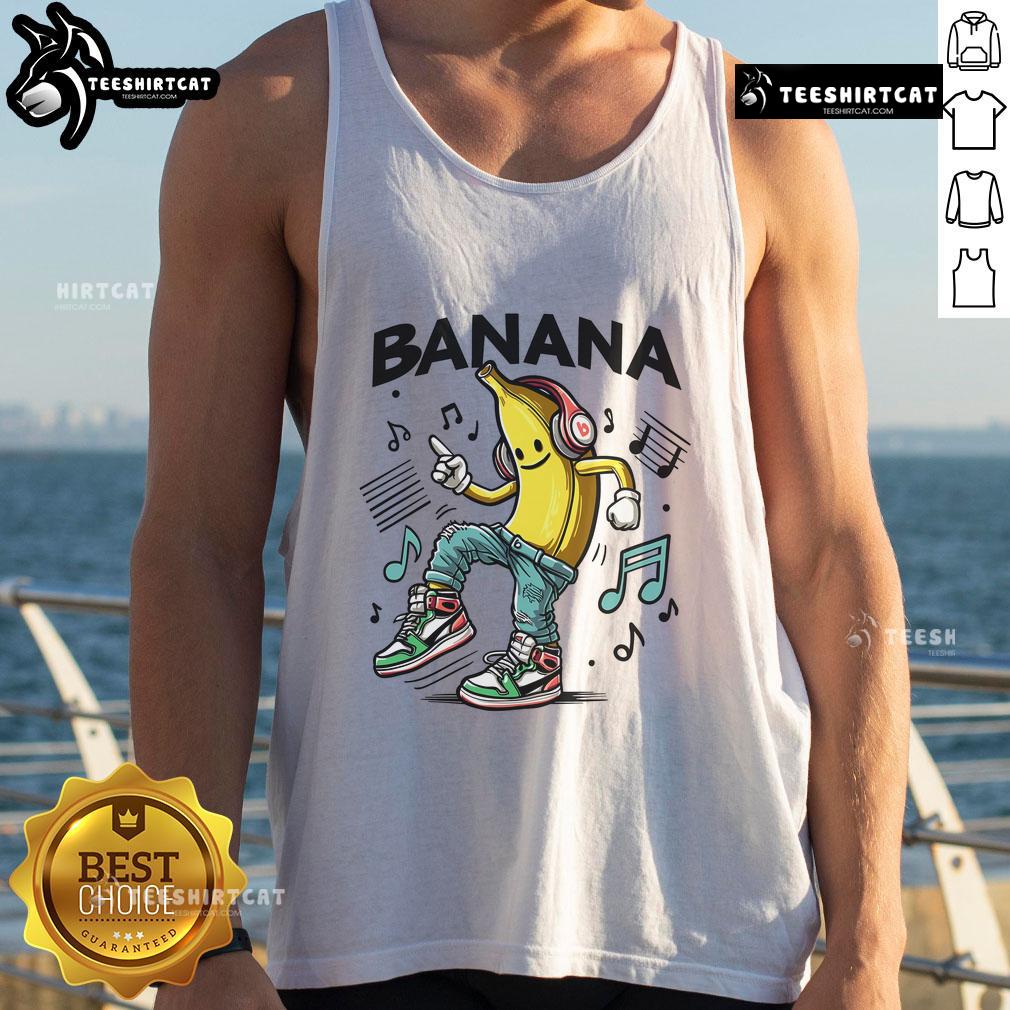 Funny Dance Like A Banana Tank Top featuring a playful banana graphic, perfect for quirky fashion lovers.