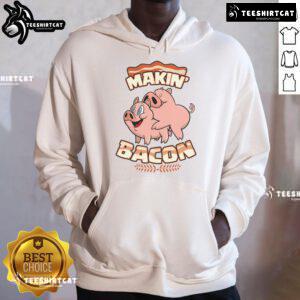 Zany brainy metallic star ornament hoodie featuring a funny bacon pig design for meatatarians.