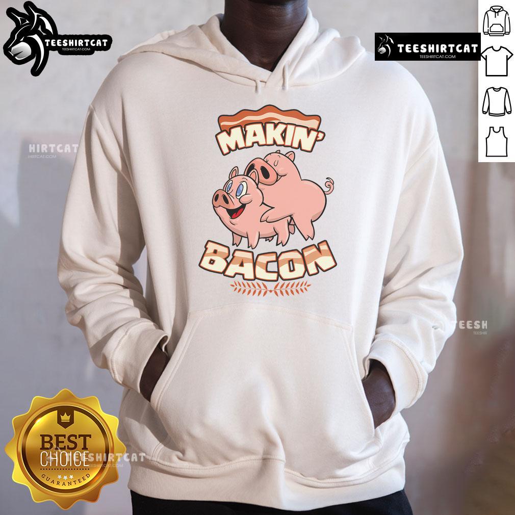 Zany brainy metallic star ornament hoodie featuring a funny bacon pig design for meatatarians.