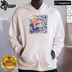 Funny QR code hoodie featuring President Trump dancing, perfect for MAGA supporters in 2024.