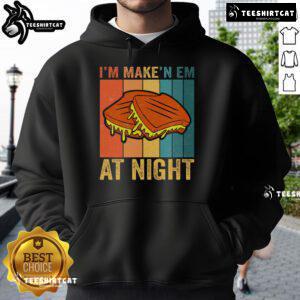 Grilled cheese sandwich meme featuring a vintage hoodie at night, showcasing fast food comfort food vibes.