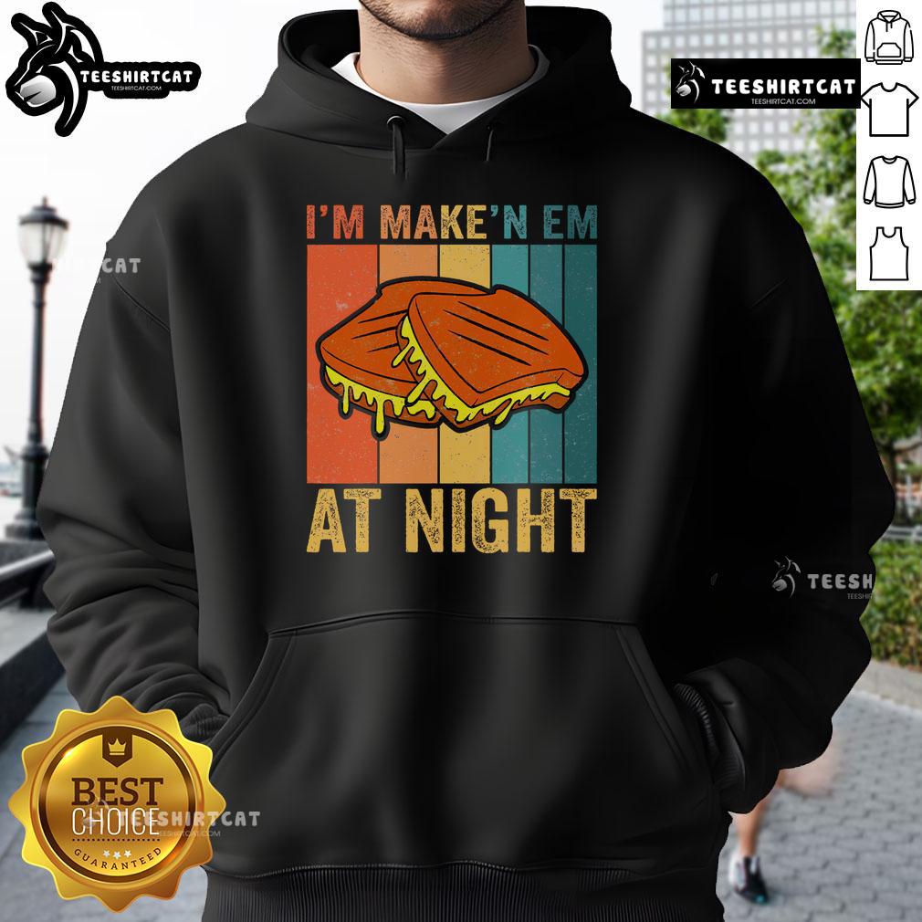 Grilled cheese sandwich meme featuring a vintage hoodie at night, showcasing fast food comfort food vibes.