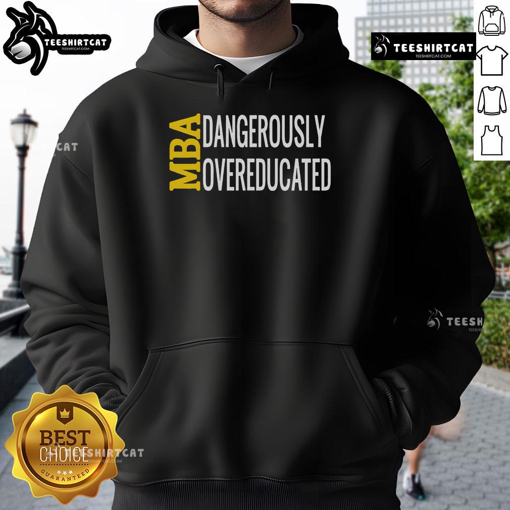 Overeducated student in a graduation hoodie celebrating completion of MBA, showcasing pride and academic achievement.