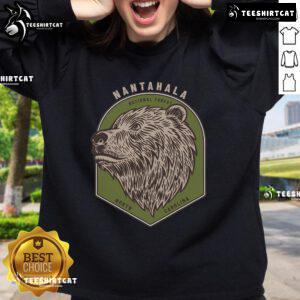 Cozy bear sweatshirt featuring the Nantahala National Forest mountains in North Carolina, perfect for outdoor enthusiasts.