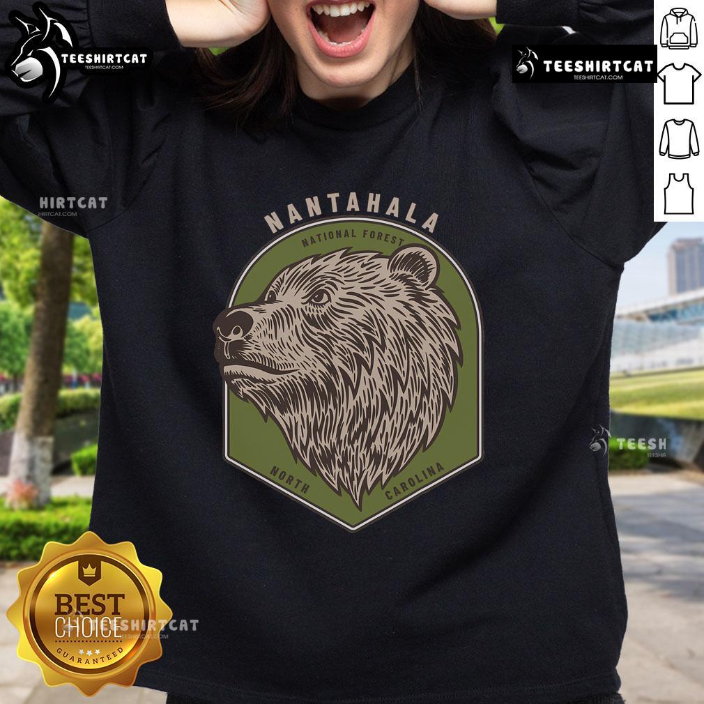 Cozy bear sweatshirt featuring the Nantahala National Forest mountains in North Carolina, perfect for outdoor enthusiasts.