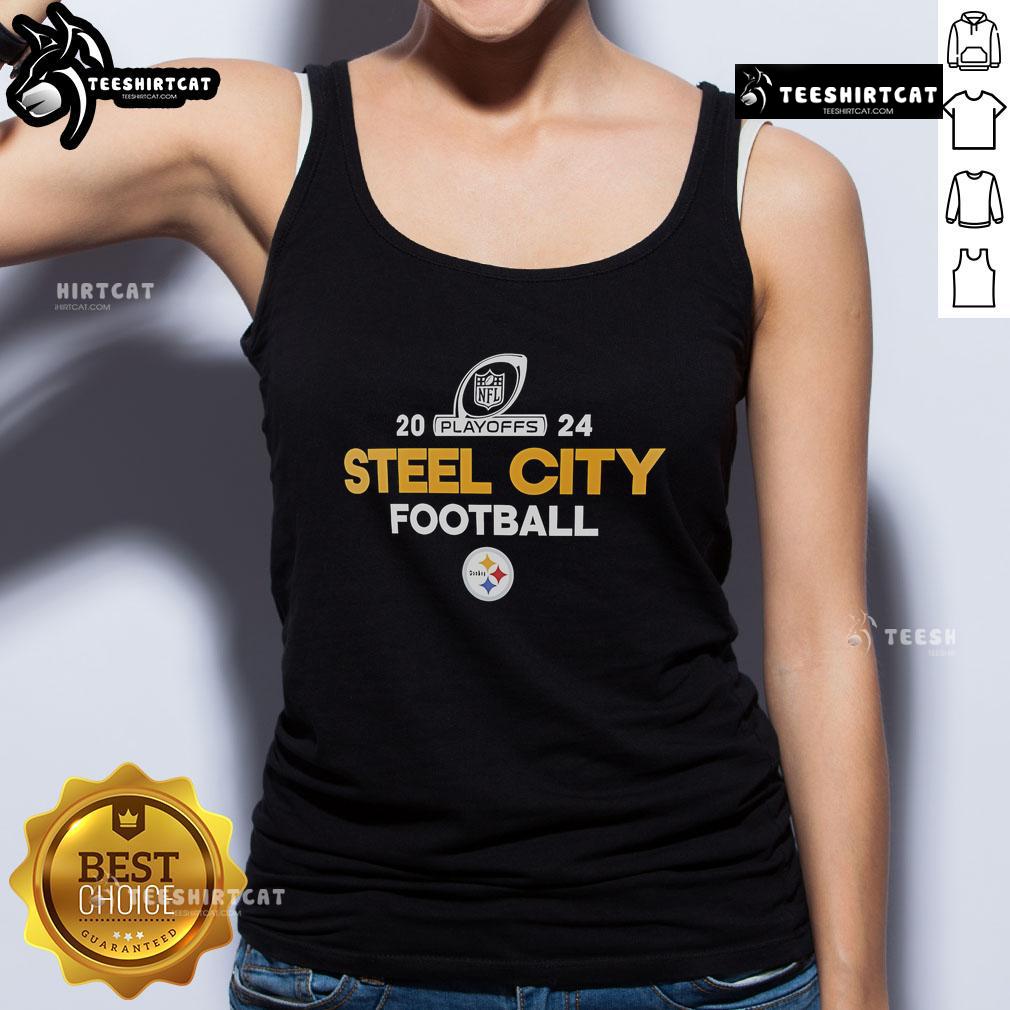 Good Steel City Football Pittsburgh Steelers 2024 NFL Playoffs tank top featuring bold team colors and logo design.