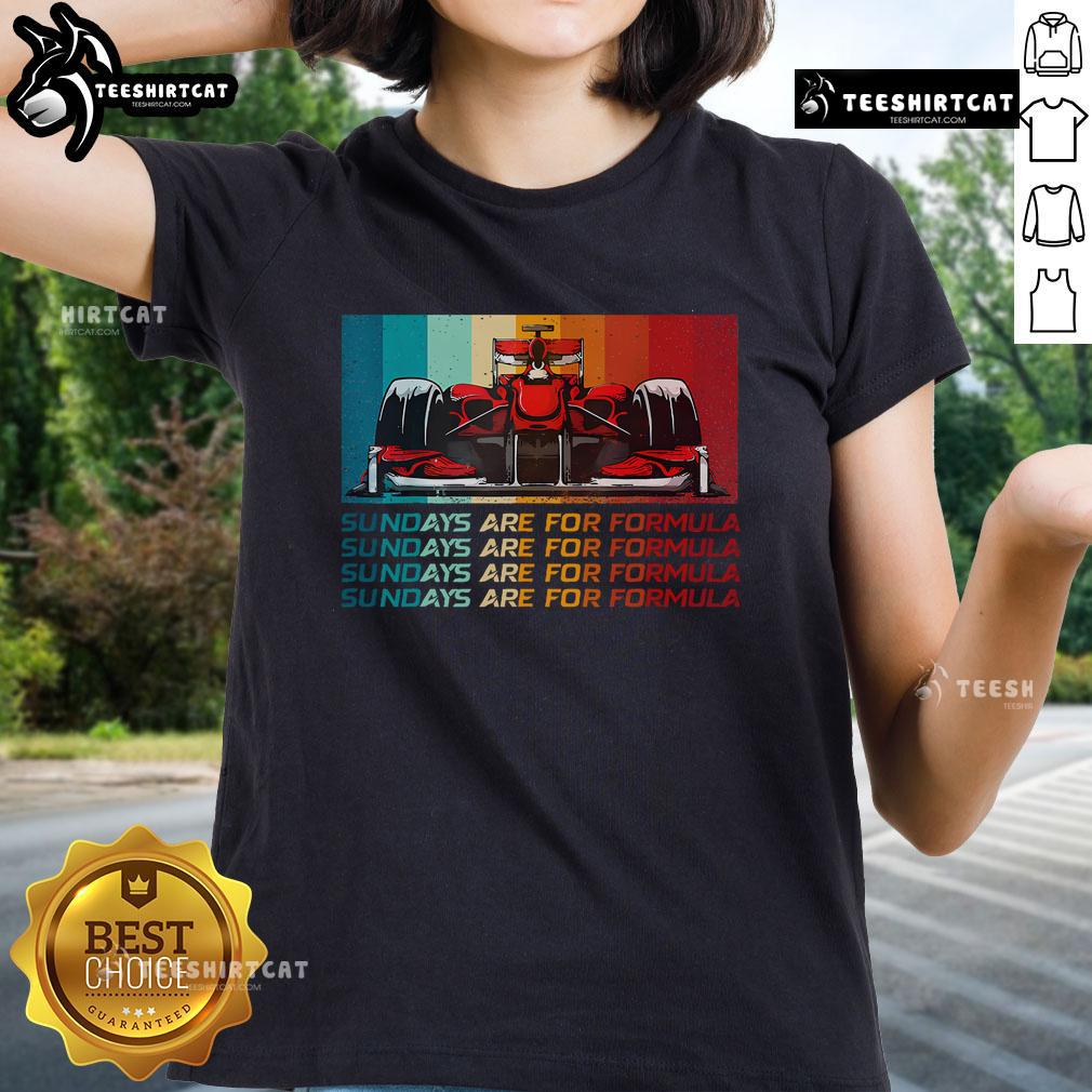 Good Sundays are for Formula Racing lovers: stylish ladies tee featuring fast cars and motorsports design.