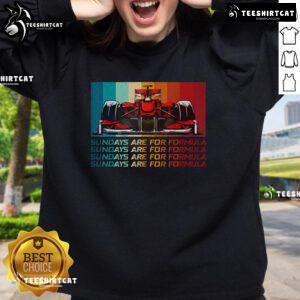 Cozy sweatshirt featuring 'Good Sundays Are for Formula Racing' design, perfect for motorsports and fast cars enthusiasts.