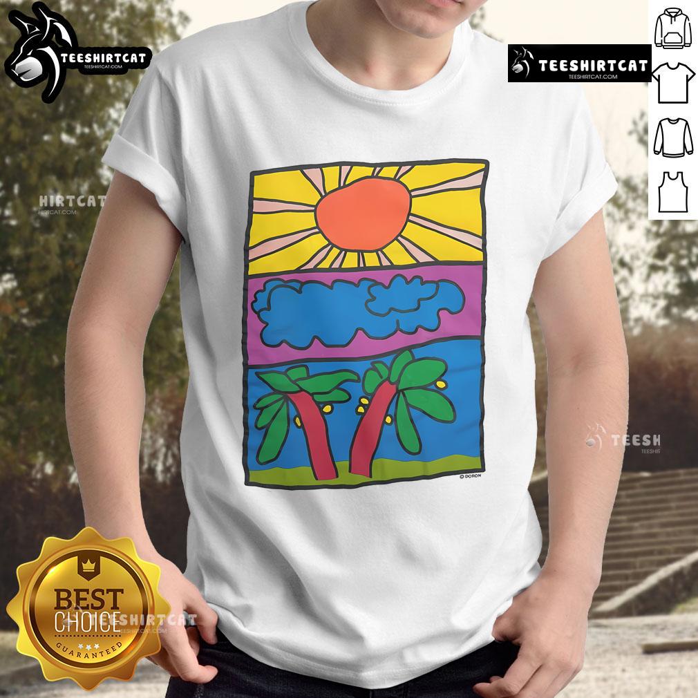 Good Vintage Doron Sun Light Cloud Nature Art T-Shirt featuring a colorful design of sun and clouds against a nature backdrop.