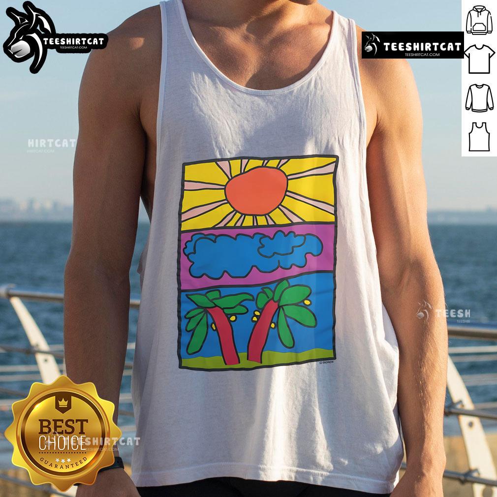 Good Vintage Doron Sun Light Cloud Nature Art Tank Top featuring a vibrant nature scene and artistic design.