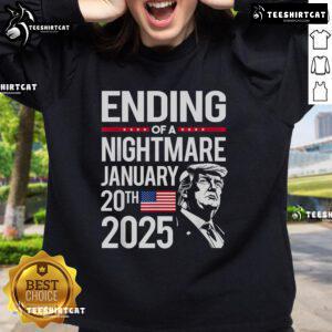 Supporters wearing 'Hot Donald Trump 47th President Inauguration 2025' sweatshirts at a rally celebrating Trump's presidency.