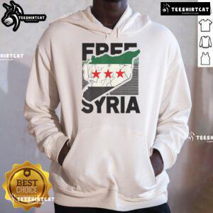 Hot Free Syria patriotic hoodie featuring the vibrant Syrian flag design, perfect for expressing support for Syria.