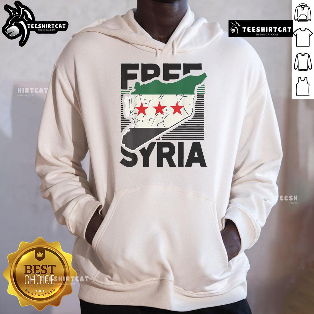 Hot Free Syria patriotic hoodie featuring the vibrant Syrian flag design, perfect for expressing support for Syria.