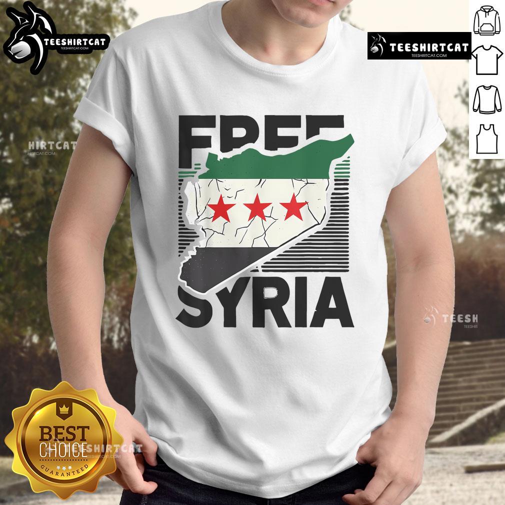 Stylish Hot Free Syria T-Shirt featuring a vibrant patriotic Syrian flag design, perfect for showing support.