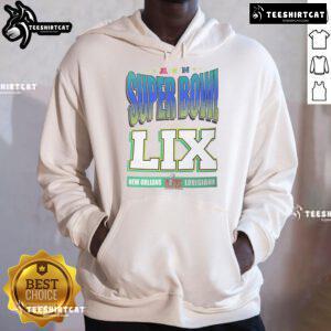 Hot Super Bowl LIX hoodie featuring New Orleans and Louisiana designs, perfect for game day and sports fans.