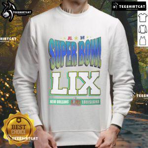 Cozy Hot Super Bowl LIX sweatshirt featuring New Orleans and Louisiana designs, perfect for game day fans.