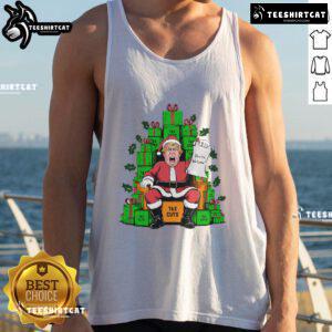 Hot Trump Santa Tax Cuts tank top design for Christmas, featuring a festive Santa and bold text. You're welcome!