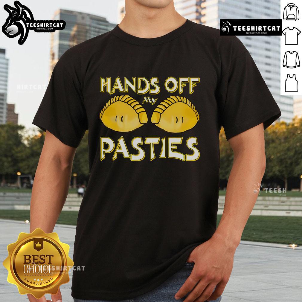 Nice Cornish Pasty T-Shirt featuring 'Fun Hands Off My Pasties' design, perfect for Cornwall food lovers and pasty enthusiasts.