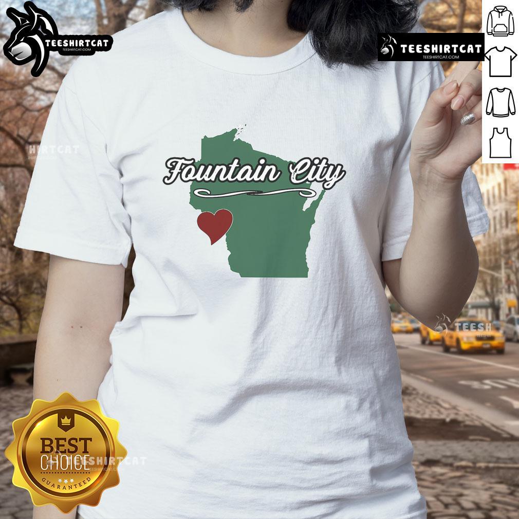 Stylish ladies' tee featuring a 'Nice Fountain, City Wisconsin' design, perfect souvenir for visitors to Wisconsin, USA.