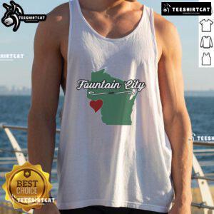 Souvenir tank top featuring a graphic of Nice Fountain, City of Wisconsin, USA - perfect for local pride and travel memories.