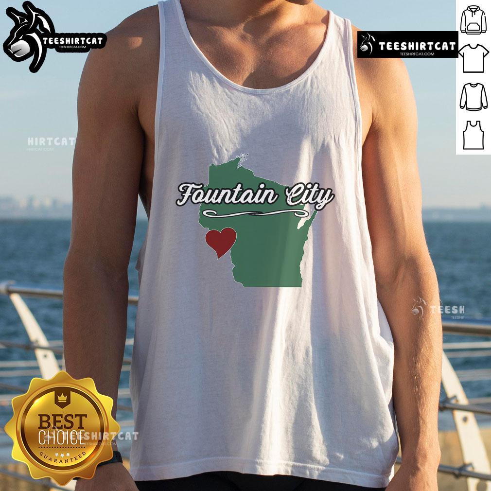 Souvenir tank top featuring a graphic of Nice Fountain, City of Wisconsin, USA - perfect for local pride and travel memories.