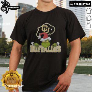 Alt Text: Nice Grinch NCAA Colorado Buffaloes logo football Christmas 2024 T-shirt featuring festive design and vibrant colors.