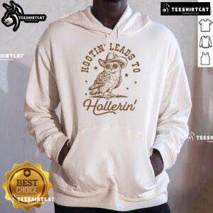 Vintage Western owl trendy hoodie with 'Nice Hootin Leads to Hollerin' graphic, perfect for stylish casual wear.