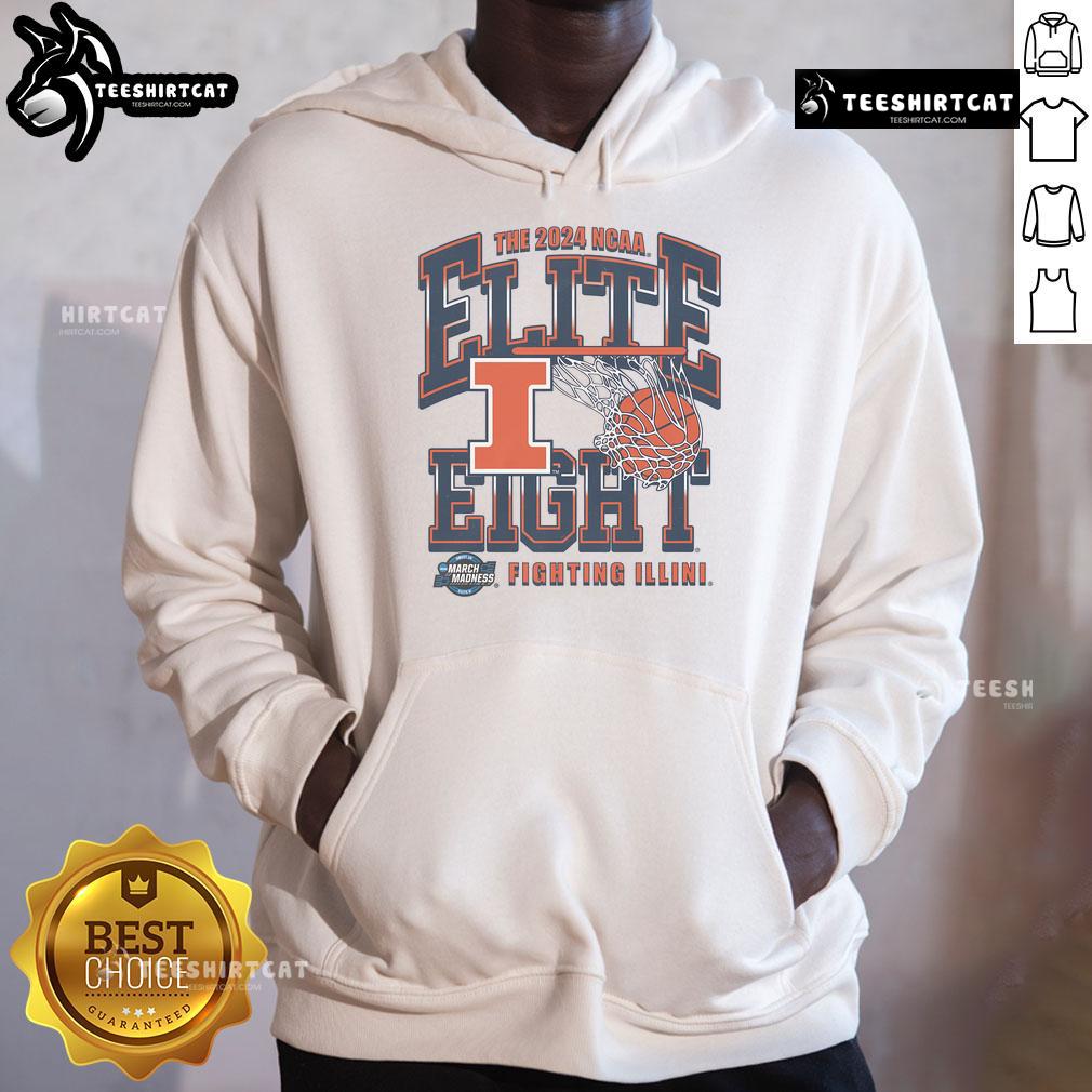 Nice Illinois MBB 2024 Elite Eight hoodie showcasing team spirit and style for fans of Illinois basketball.