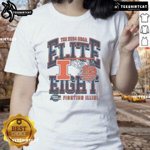 Nice Illinois MBB 2024 Elite Eight ladies tee featuring vibrant graphics celebrating the teams success in the tournament.