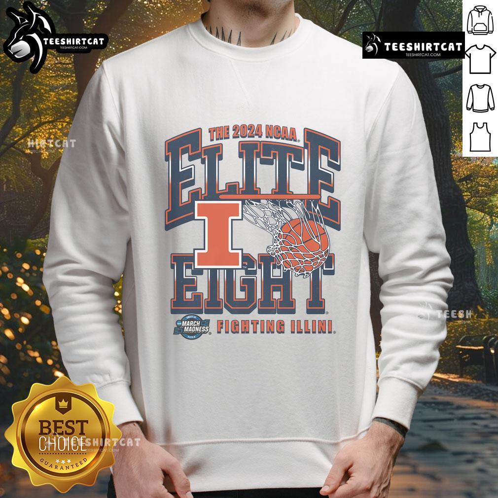 Nice Illinois MBB 2024 Elite Eight sweatshirt featuring vibrant team colors and logo, perfect for fans celebrating the victory.